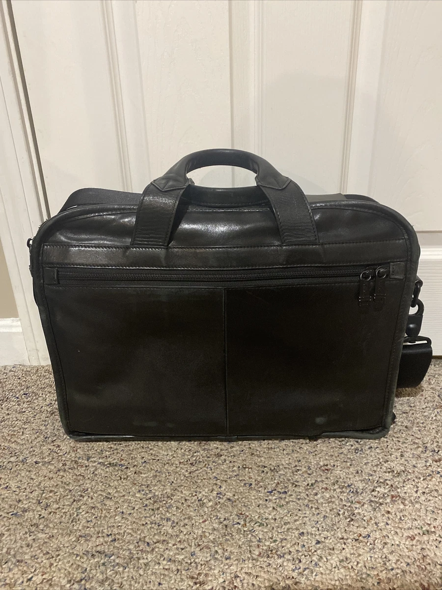 Tumi Bag Leather Business 96141DH Carry On Black Shoulder Bag