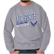 US Air Force Wings Logo USAF Fly Fight Win Womens or Mens Crewneck Sweatshirt