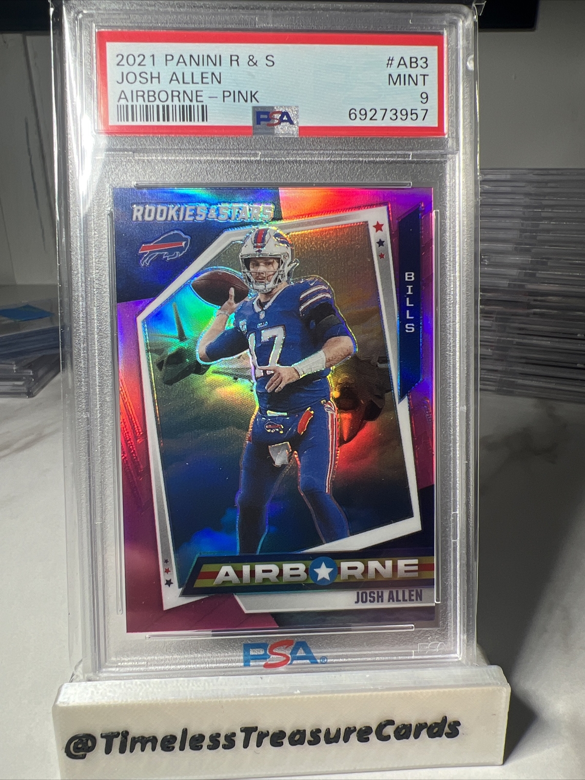 JOSH ALLEN 2021 Panini Rookies & Stars Airborne Pink PSA 9 67/75 #AB3 ...