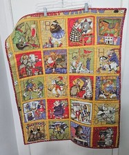 Vintage Baby Blanket - African Animals  Alphabet, Quilt Throw, 30 X 38