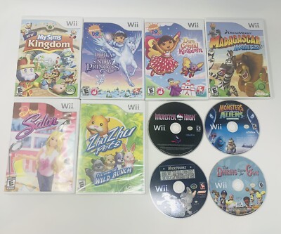 (10) Nintendo Wii Kids Game Lot Clean Family Fun Action Dora Nick Toons