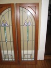 Pair Of Antique Arts & Crafts Stained Glass Cabinet Doors C 1910 — photo 2
