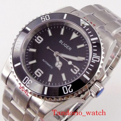 Bliger 40mm NH35A MIYOTA 8215 PT5000 Black Dial Sapphire Glass Calendar Bracelet