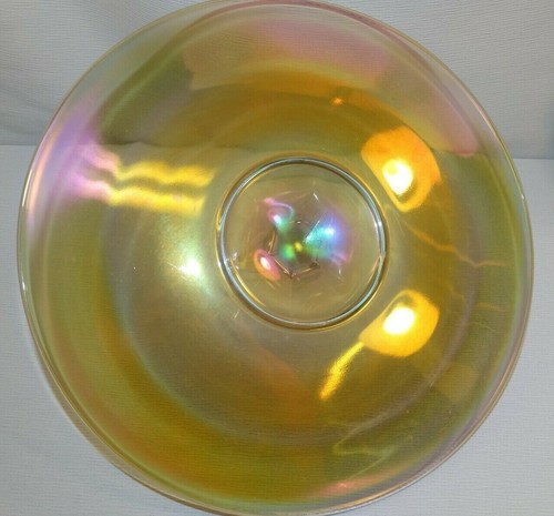 BEAUTIFUL IRIDESCENT AMBER GLASS TIDBIT COOKIE SANDWICH TRAY W/ CENTER HANDLE - Picture 5 of 6