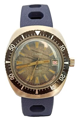 Duward Aquastar Diver Vintage 37mm swiss made cal eta 2452 s steel cloc Uhr