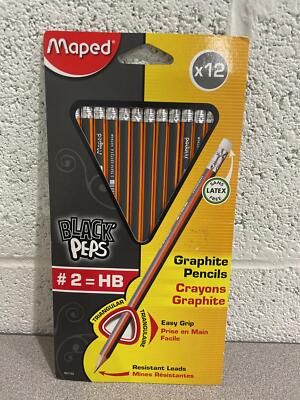 Maped Black'Peps Graphite Pencils Easy Grip Triangular #2=HB Pack Of 12