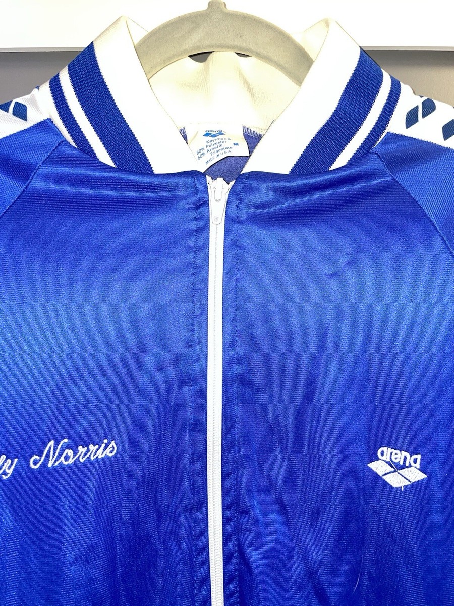 Vintage Arena Zip Up Track Blue & White Jacket Size M Tape