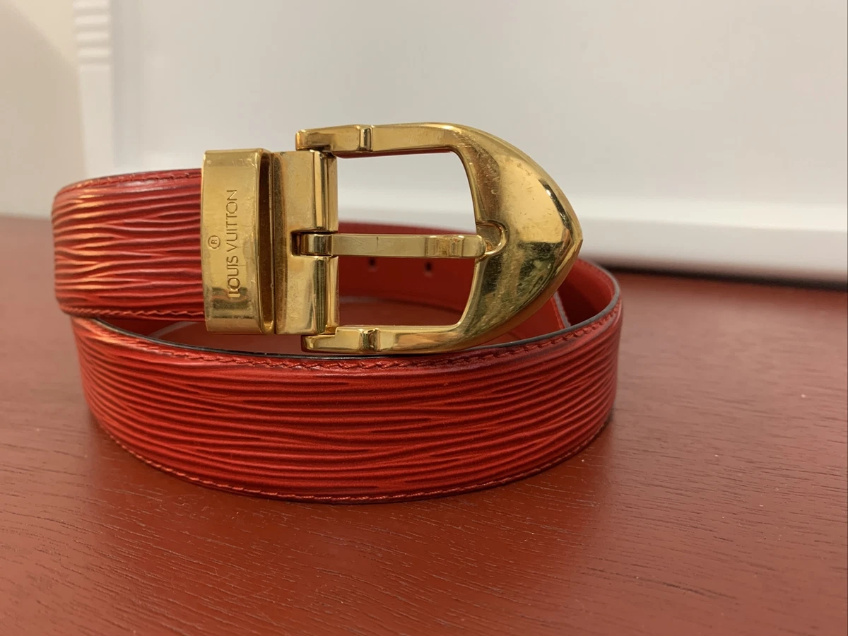 Louis Vuitton 110/44 Red Epi Lather Ceinture Belt with Gold Buckle CT0974