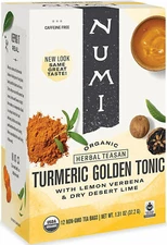 Numi Organic Turmeric Golden Tonic Herbal Tea - 12 tea bags (Pack of 6)