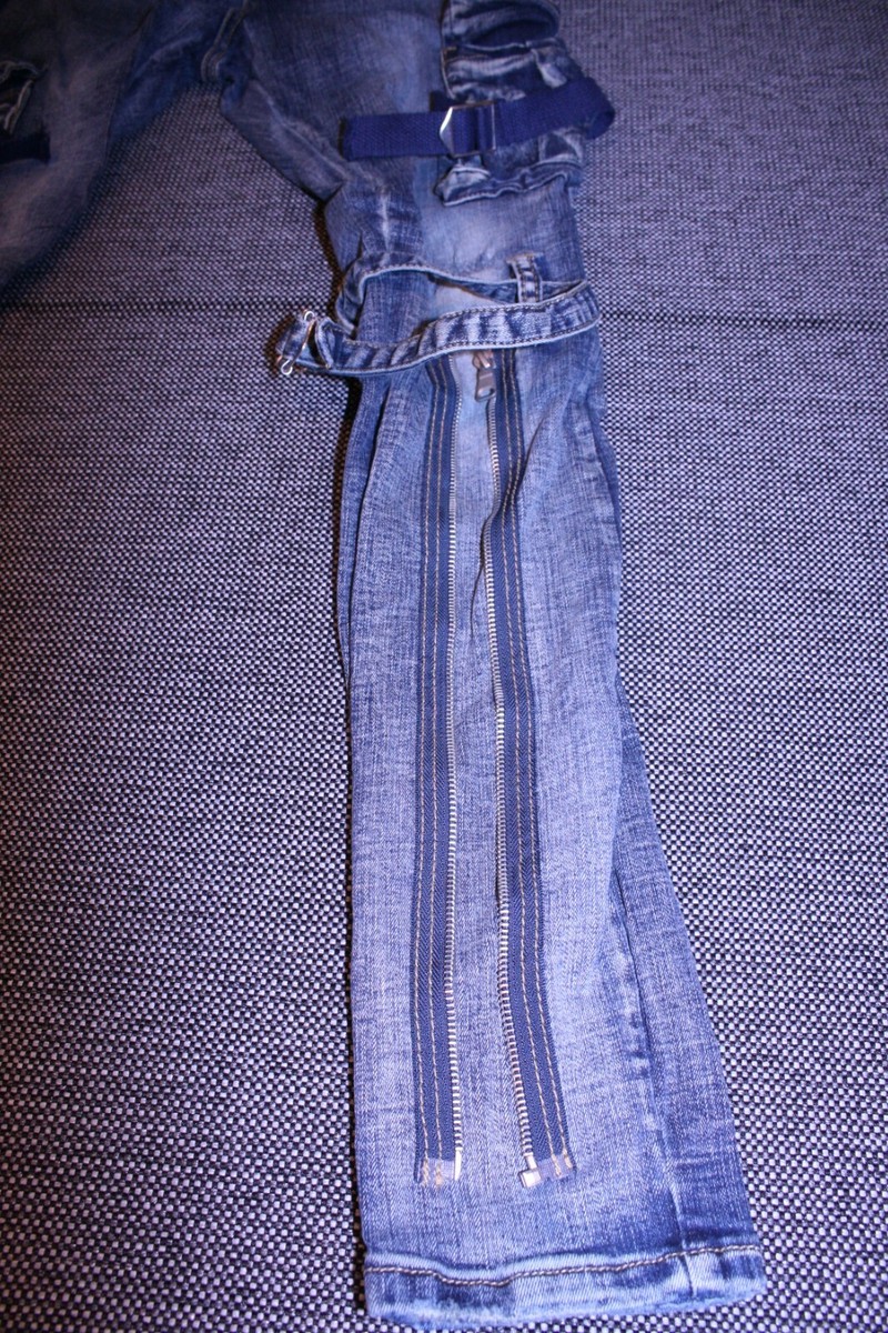 Vtg Y2K Valabasas Skinny Pants Jeans Zippers Mens Sz 32x29 Blue