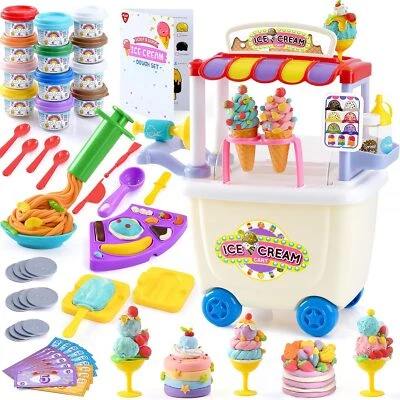 Eiswagen Knete Set für Kinder - Eismaschine Knete Zubehör mit 12 Dosen