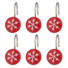 Two Fish Home Fashions Set of 12 Decorative Christmas Tree Resin Red Snowflake