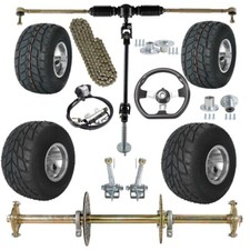 32" Complete DIY Go Kart Rear Axle Kit 5" Wheels Steering Assembly ATV Drift Car