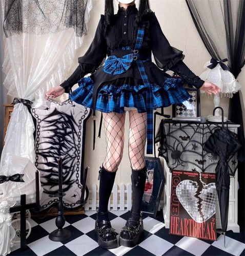 Women Lolita Ruffled Bow Party High Waist skirt Dark Gothic Japanese - Picture 7 of 13