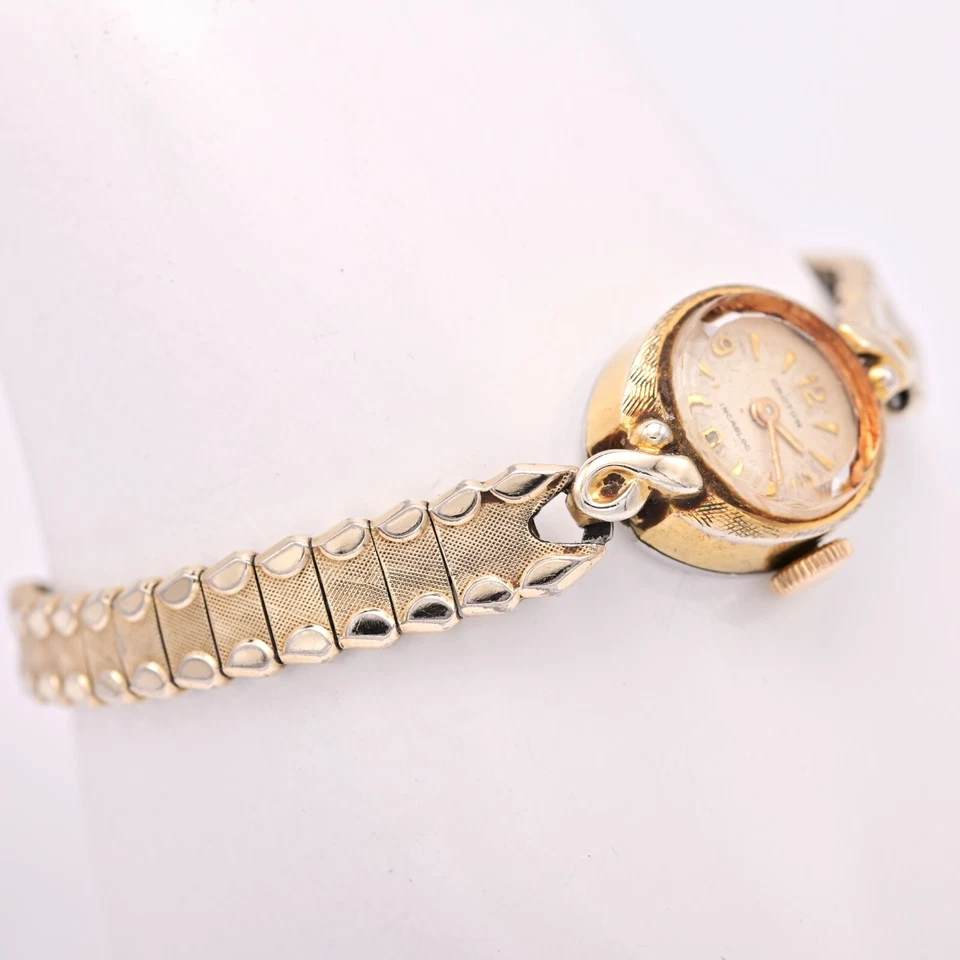 Reloj CROTON Vintage Original Firmado Diseñador Relleno Oro 10K Suizo Damas Estate Foto 3 de 4