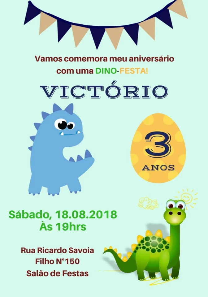 Digital Dinosaur Dino Birthday Party Invitation Personalized Texts 3 - Image 3 of 4