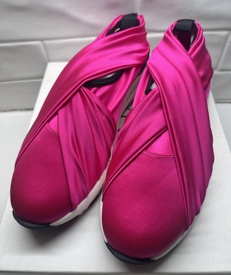 NEW Casadei Satin Slip On Back Open Sneakers Pink Size EU 41 US 10.5-11