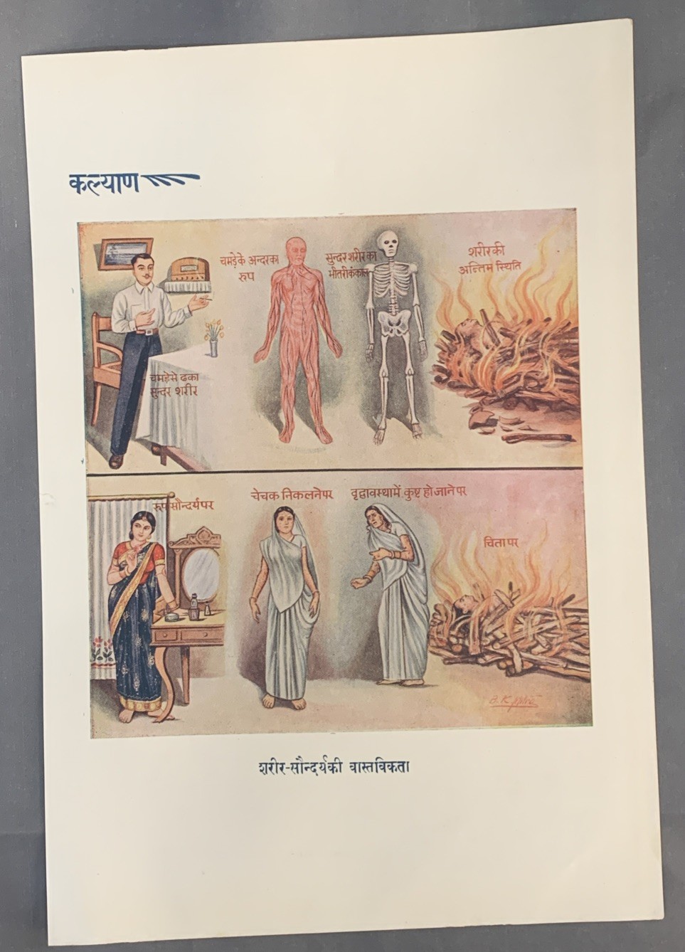 (BL) The Body & Time 7”x9” Kalyan 1955 Hindu color print