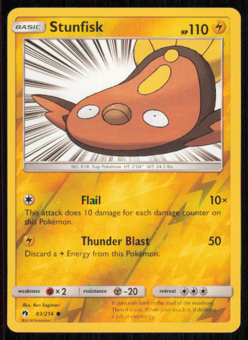 Stunfisk 83/214 Common Lost Thunder Pokemon Reverse Holo Lightly Played