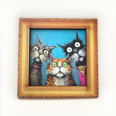 Whimsical Cat Magnet | 3'' x 3'' |  New | Perfect For A Refrigerator Cat Collage
