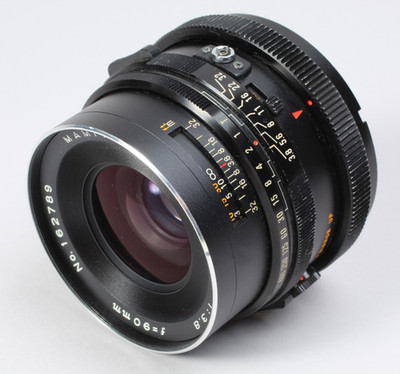 MAMIYA SEKOR C 90MM F/3.8 WITH LENS HOOD FOR RB67 GOOD SHUTTER LIGHT HAZE