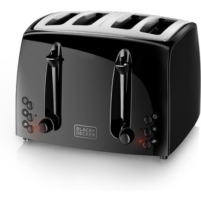 4-Slice Toaster Extra-Wide 7 Shade Settings Slide Out Crumb Trays Gloss Black