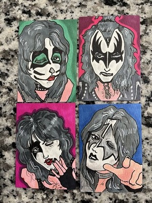KISS CARD - ACEO - Art Sketch 2.5 X 3.5  Rock Music Painting Simmons Drawing