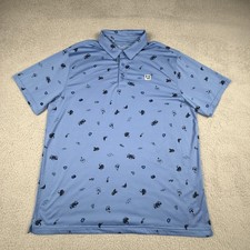 Under Armour Polo Shirt Mens 2XL Blue Golf Allover Print Playoff Performance