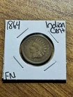 1864 Bronze Indian Head Cent Penny FN Fine Better Date U.S. 1c Coin (Raw18170)
