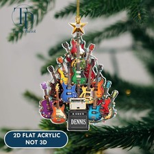Guitar Acrylic Ornament, Personalized Electric Guitar Christmas Ornament