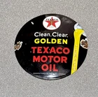 VINTAGE 1948 DOMED TEXACO GASOLINE PORCELAIN SIGN GAS OIL CAR TRUCK MOTORCYCLE