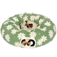 Cat Tunnel Bed with Soft Cushion, Cat Toys for Indoor Cats Enhance Bonding Be...