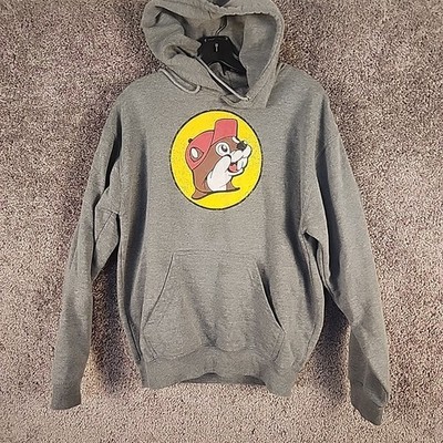 Bucees Sweatshirt Adult M Gray Pullover Hoodie Gas Station Beaver Travel Logo
