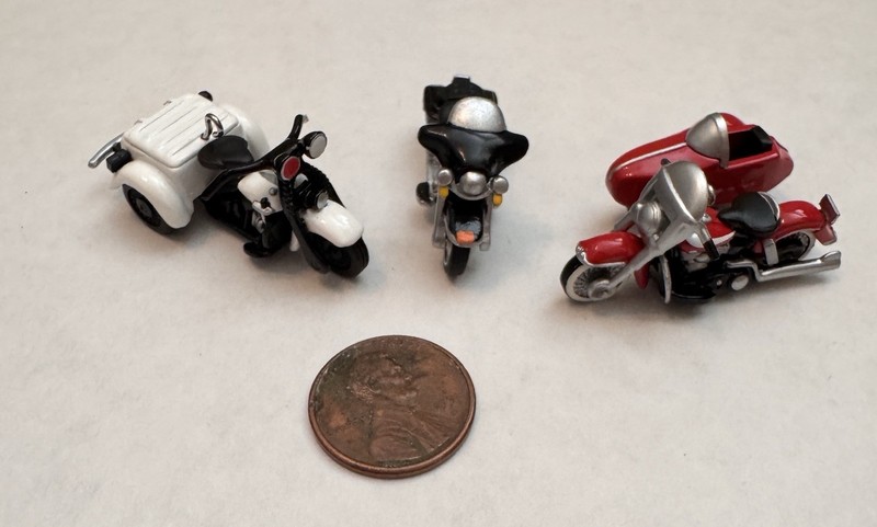 3 Hallmark 1999-2001 Keepsake Mini Harley Davidson Motorcycle Ornaments