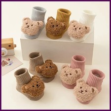 Cute Cartoon Bear Baby Socks for Boy Girl Winter Soft Cotton Anti Slip Soled