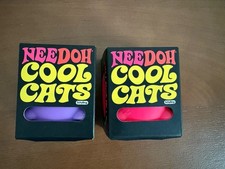 NEEDOH COOL CATS Sensory Squish Stress Toy Schylling Nee Doh Purple Pink Set of2