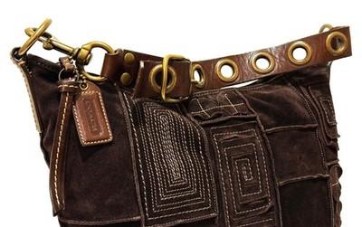 RARE Coach Ltd Ed Y2K Mosaic Finest Suede Choco Brown Leather LG