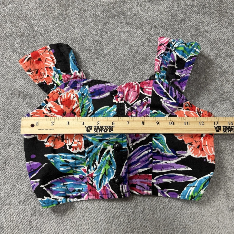 Vtg 90’s Amy Byer California Tank Top Crop Buttons Colorful Floral Girls M 10-12 - Image 2 of 4