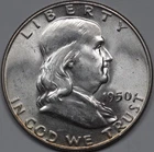 1950 50C Franklin Half Dollar Uncirculated Bu+