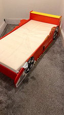 Children’s Racing Car Bed Frame Single Wood Painted Finish Red/Yellow