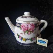 Vintage Porcelain Art Special Edition Miniature Teapot "Pink Roses"