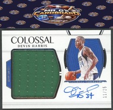 2021-22 Panini Nat'l Treasures Colossal Material Auto #CM-DVH Devin Harris #/25