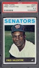 1964 Topps 483 Fred Valentine.  PSA 8 .5 NMMT+.  (TX9385).
