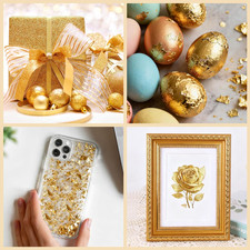 400Pcs Gold Leaf Sheets, 5.1"x5.1" Imitation Transfer Gold Leaf Sheets for Ar...