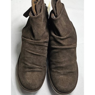 FLY LONDON YAMA Suede Wedge Ankle Boots Brown Womens Size 35/US 5 New