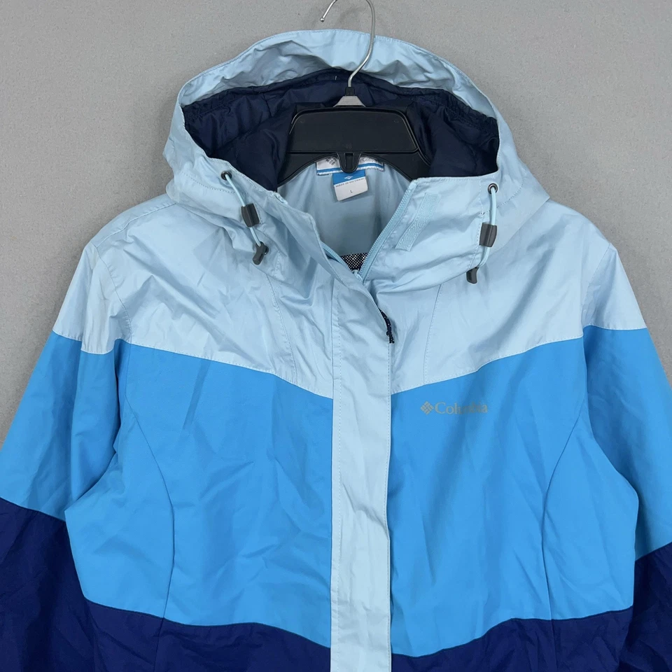Columbia Jacket Womens Large Blue Colorblock Omni-Tech Heat Hooded Tipton Peak - Image 2 of 4