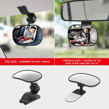 Car Rearview Baby Mirror, Universal Wide Angle Convex Mirror Clip-on Mirror,