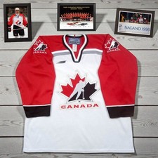 RARE VTG 1998 Team Canada Nagano Winter Olympics Hockey Jersey by Bauer — Size L