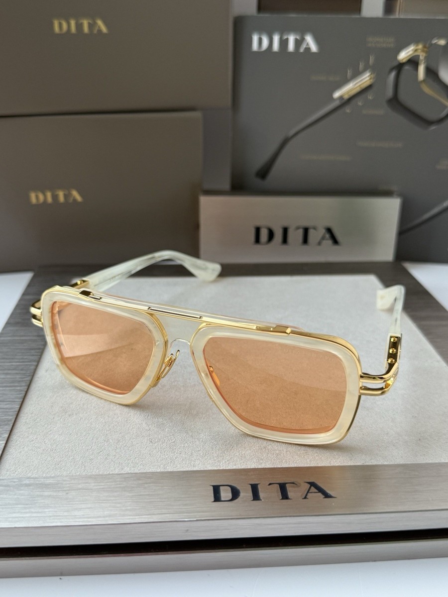 DITA LXN-EVO DTS 403 06 WHITE SWIRL YELLOW GOLD APRICOT SUNGLASSES