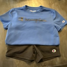 Champion Boys Set XS 5/6 Blue Top/BLK Shorts